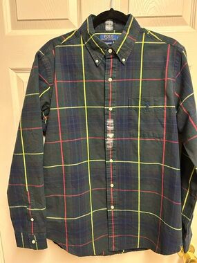 Polo by Ralph Lauren Navy Green Plaid Button-Down Shirt